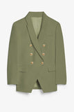 LC852446-109-S, LC852446-109-M, LC852446-109-L, LC852446-109-XL, LC852446-109-2XL, Green Womens Lapel Button Work Jackets Draped Open Front Work Suit