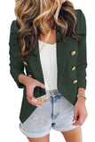 LC852446-209-S, LC852446-209-M, LC852446-209-L, LC852446-209-XL, LC852446-209-2XL, Green Womens Lapel Button Work Jackets Draped Open Front Work Suit