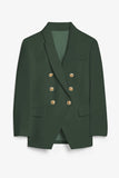 LC852446-209-S, LC852446-209-M, LC852446-209-L, LC852446-209-XL, LC852446-209-2XL, Green Womens Lapel Button Work Jackets Draped Open Front Work Suit