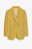 LC852446-7-S, LC852446-7-M, LC852446-7-L, LC852446-7-XL, LC852446-7-2XL, Yellow Womens Lapel Button Work Jackets Draped Open Front Work Suit
