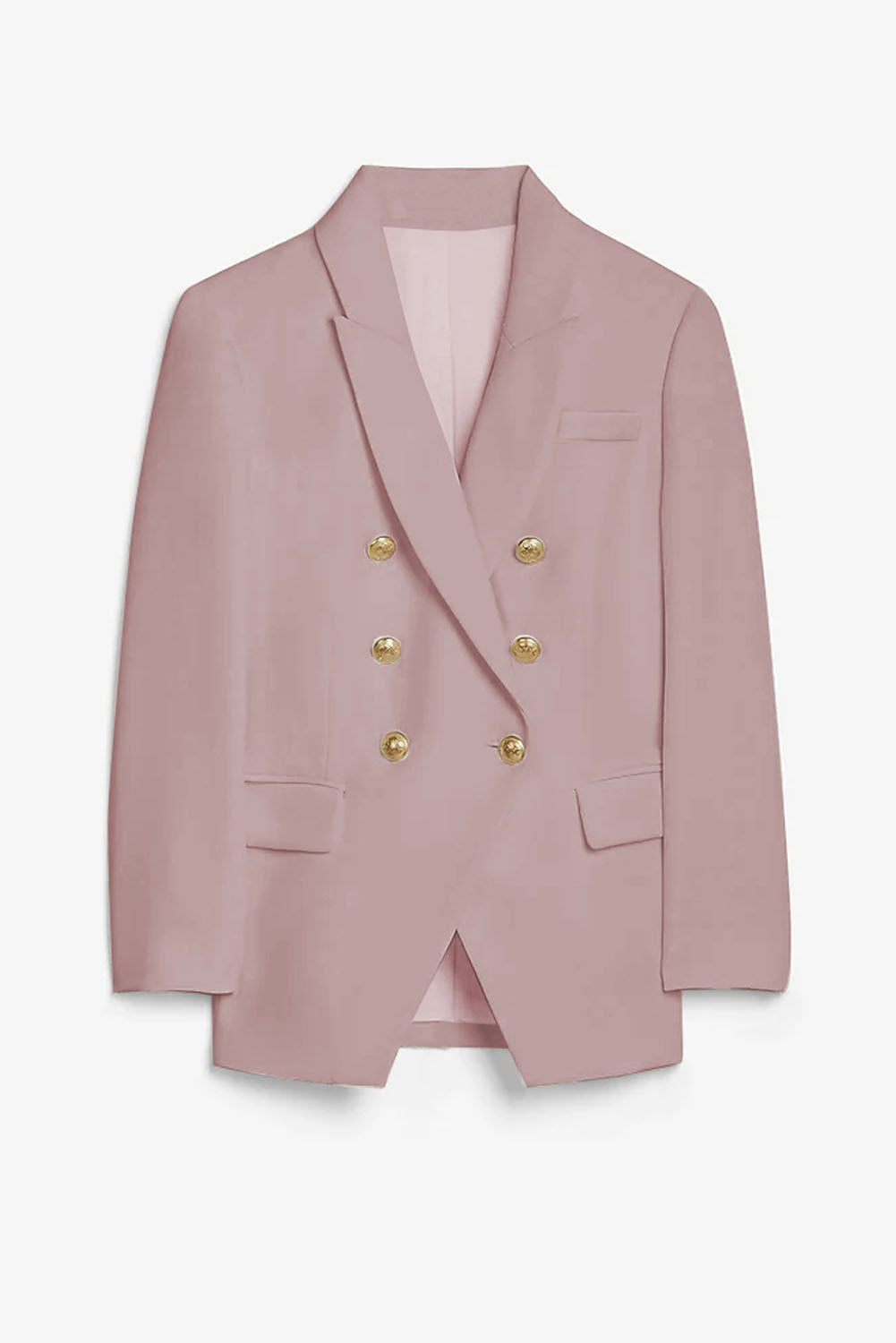 LC852446-10-S, LC852446-10-M, LC852446-10-L, LC852446-10-XL, LC852446-10-2XL, Pink Womens Lapel Button Work Jackets Draped Open Front Work Suit