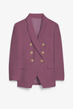 LC852446-108-S, LC852446-108-M, LC852446-108-L, LC852446-108-XL, LC852446-108-2XL, Purple Womens Lapel Button Work Jackets Draped Open Front Work Suit