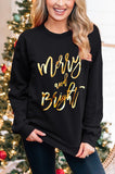 LC25313616-2-S, LC25313616-2-M, LC25313616-2-L, LC25313616-2-XL, LC25313616-2-2XL, Black  Christmas Sweatshirts for Women Merry & Bright Long Sleeve Shirts