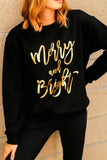 LC25313616-2-S, LC25313616-2-M, LC25313616-2-L, LC25313616-2-XL, LC25313616-2-2XL, Black  Christmas Sweatshirts for Women Merry & Bright Long Sleeve Shirts