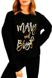 LC25313616-2-S, LC25313616-2-M, LC25313616-2-L, LC25313616-2-XL, LC25313616-2-2XL, Black  Christmas Sweatshirts for Women Merry & Bright Long Sleeve Shirts