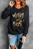 LC25313616-2-S, LC25313616-2-M, LC25313616-2-L, LC25313616-2-XL, LC25313616-2-2XL, Black  Christmas Sweatshirts for Women Merry & Bright Long Sleeve Shirts