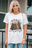 LC25219027-1-S, LC25219027-1-M, LC25219027-1-L, LC25219027-1-XL, LC25219027-1-2XL, White Leopard Christmas Tree Graphic Print Womens Xmas Holiday Pullover Top