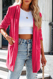 LC852449-6-S, LC852449-6-M, LC852449-6-L, LC852449-6-XL, Rose Women Velvet Blazer Jacket Relaxed fit Casual Outerwear