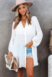 LC2552553-1-S, LC2552553-1-M, LC2552553-1-L, LC2552553-1-XL, LC2552553-1-2XL, White Womens Long Sleeve Oversized Blouses Tops Button Up Bishop Sleeve Shirt