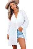 LC2552553-1-S, LC2552553-1-M, LC2552553-1-L, LC2552553-1-XL, LC2552553-1-2XL, White Womens Long Sleeve Oversized Blouses Tops Button Up Bishop Sleeve Shirt