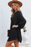 LC2552553-2-S, LC2552553-2-M, LC2552553-2-L, LC2552553-2-XL, LC2552553-2-2XL, Black Womens Long Sleeve Oversized Blouses Tops Button Up Bishop Sleeve Shirt