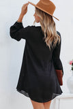 LC2552553-2-S, LC2552553-2-M, LC2552553-2-L, LC2552553-2-XL, LC2552553-2-2XL, Black Womens Long Sleeve Oversized Blouses Tops Button Up Bishop Sleeve Shirt