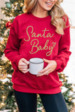 Sweat-shirt de Noël Femme Rouge Santa Baby Glitter Funny Pullover Top