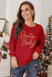 Sweat-shirt de Noël Femme Rouge Santa Baby Glitter Funny Pullover Top