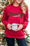 T-shirt de Noël Merry Mood Sweat-shirt à manches longues et col rond