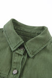 LC8511377-9-S, LC8511377-9-M, LC8511377-9-L, LC8511377-9-XL, LC8511377-9-2XL, Green Women’s Oversized Shacket Pocket Long Boyfriend Raw Hem Button Jacket