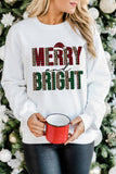 Merry Bright Shirt Women Leopard Plaid Graphic Sweatshirt