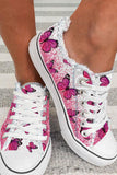 Butterfly Print Canvas Shoes for Women Lace up Low Top Shoes Sneakers