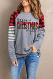 Merry Christmas Y'all Plaid Striped T-Shirt Xmas Holiday Long Sleeve Top