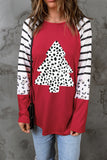 T-shirt de Noël à rayures léopard et sapin de Noël