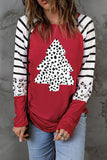 T-shirt de Noël à rayures léopard et sapin de Noël
