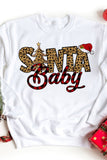 Santa Baby Christmas Sweatshirt Womens Crewneck Pullover Top