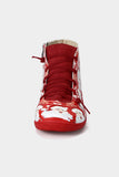 Christmas Ankle Boots Xmas Stanta Claus PU Leather Boots for Women