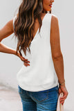 LC2567769-1-S, LC2567769-1-M, LC2567769-1-L, LC2567769-1-XL, LC2567769-1-2XL, White Deep V Neck Loose Tank Top Loose Sleeveless T Shirt Blouse