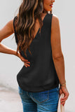 LC2567769-2-S, LC2567769-2-M, LC2567769-2-L, LC2567769-2-XL, LC2567769-2-2XL, Black Deep V Neck Loose Tank Top Loose Sleeveless T Shirt Blouse