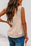 LC2567769-18-S, LC2567769-18-M, LC2567769-18-L, LC2567769-18-XL, LC2567769-18-2XL, Apricot Deep V Neck Loose Tank Top Loose Sleeveless T Shirt Blouse