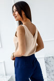LC2567769-18-S, LC2567769-18-M, LC2567769-18-L, LC2567769-18-XL, LC2567769-18-2XL, Apricot Deep V Neck Loose Tank Top Loose Sleeveless T Shirt Blouse