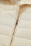 LC85117-15-XXL, LC85117-15-XL, LC85117-15-L, LC85117-15-M, LC85117-15-S, LC85117-15-2XL, Beige Winter Coats for Women Camel Faux Fur Collar Trim Black Quilted Jacket Outerwear