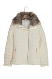 LC85117-15-XXL, LC85117-15-XL, LC85117-15-L, LC85117-15-M, LC85117-15-S, LC85117-15-2XL, Beige Winter Coats for Women Camel Faux Fur Collar Trim Black Quilted Jacket Outerwear