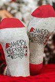 Merry Christmas Holiday Socks Funny Knit Crew Socks