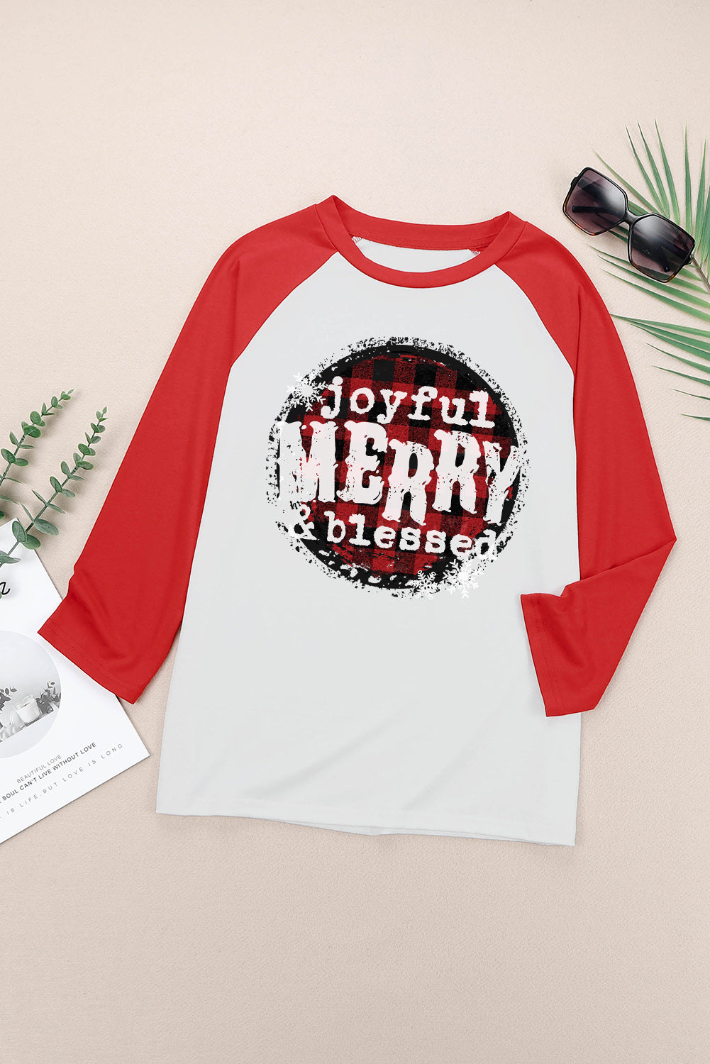 Christmas Sweatshirts Joyful Merry & Blessed Christmas Holiday Graphic Tees Tops