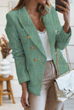 LC852370-9-S, LC852370-9-M, LC852370-9-L, LC852370-9-XL, LC852370-9-2XL, Green Double Breasted Lapel Blazers Women's Casual Office Long Sleeve Jacket