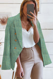 LC852370-9-S, LC852370-9-M, LC852370-9-L, LC852370-9-XL, LC852370-9-2XL, Green Double Breasted Lapel Blazers Women's Casual Office Long Sleeve Jacket