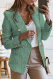 LC852370-9-S, LC852370-9-M, LC852370-9-L, LC852370-9-XL, LC852370-9-2XL, Green Double Breasted Lapel Blazers Women's Casual Office Long Sleeve Jacket