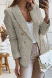 Double Breasted Lapel Blazers Women's Casual Office Long Sleeve Jacket