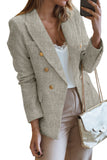 LC852370-11-S, LC852370-11-M, LC852370-11-L, LC852370-11-XL, LC852370-11-2XL, Gray Double Breasted Lapel Blazers Women's Casual Office Long Sleeve Jacket