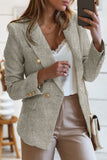 LC852370-11-S, LC852370-11-M, LC852370-11-L, LC852370-11-XL, LC852370-11-2XL, Gray Double Breasted Lapel Blazers Women's Casual Office Long Sleeve Jacket