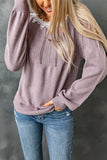 Women's Pink One Shoulder Lace Contrast Back Knot Sweater
