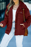 LC8512416-3-S, LC8512416-3-M, LC8512416-3-L, LC8512416-3-XL, LC8512416-3-2XL, Red Corduroy Winter Warm Jackets Fleece Lining Shacket Coats Outwear