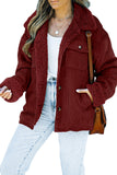 LC8512416-3-S, LC8512416-3-M, LC8512416-3-L, LC8512416-3-XL, LC8512416-3-2XL, Red Corduroy Winter Warm Jackets Fleece Lining Shacket Coats Outwear