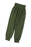 LC77345-9-S, LC77345-9-M, LC77345-9-L, LC77345-9-XL, Green Women's High Waist Joggers Wide Band Sweatpants with Pockets