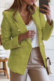 LC852370-7-S, LC852370-7-M, LC852370-7-L, LC852370-7-XL, LC852370-7-2XL, Yellow Double Breasted Lapel Blazers Women's Casual Office Long Sleeve Jacket