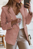 LC852370-10-S, LC852370-10-M, LC852370-10-L, LC852370-10-XL, LC852370-10-2XL, Pink Double Breasted Lapel Blazers Women's Casual Office Long Sleeve Jacket