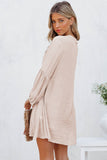 LC2552553-18-S, LC2552553-18-M, LC2552553-18-L, LC2552553-18-XL, LC2552553-18-2XL, Apricot Womens Long Sleeve Oversized Blouses Tops Button Up Bishop Sleeve Shirt