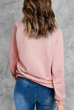 Pink Long Sleeve Tops Santa Claus Crewneck Basic  Pullover Sweatshirt