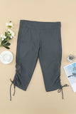 LC410790-11XXL, LC410790-11XL, LC410790-11L, LC410790-11M, LC410790-11S, LC410790-11XXXL, LC410790-11-XS, Gray Womens Plus Size Rash Guard Capris Boardshort Long Swim Shorts with Side Drawstring
